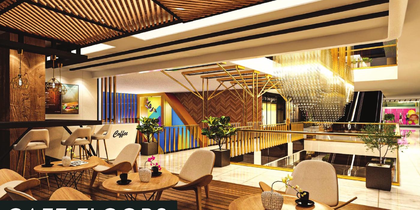 Cafe floor interior render