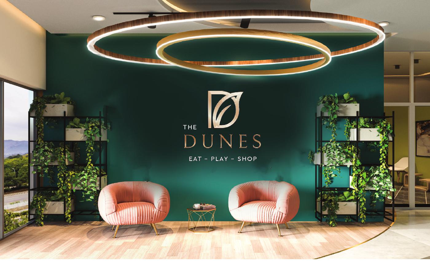 Evening architectural render of The Dunes Mall